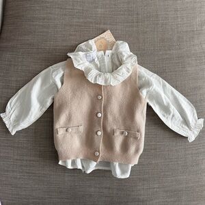 Kids Beige Vest with White Shirt